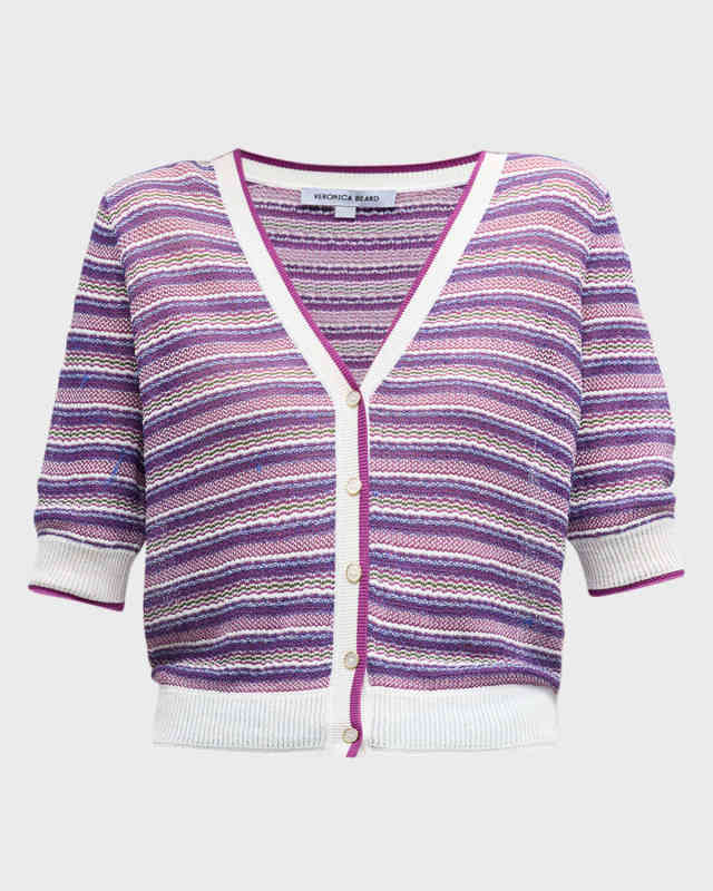 Varia Striped Short-Sleeve Cardigan